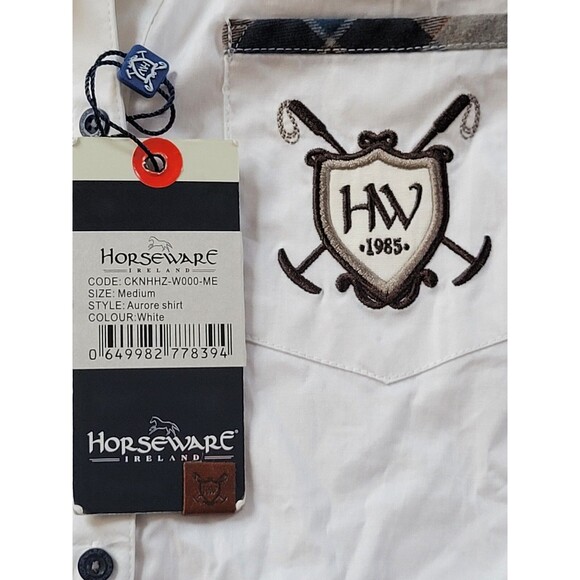 Horseware Ireland Country Western Women’s Junior M 8/10 Shirt White Button Polo - Picture 10 of 11